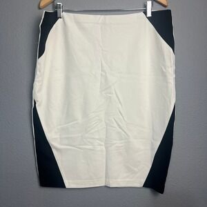 Vince‎ Camuto Pencil Skirt Color Block Shark Bite Black & White Career Office XL